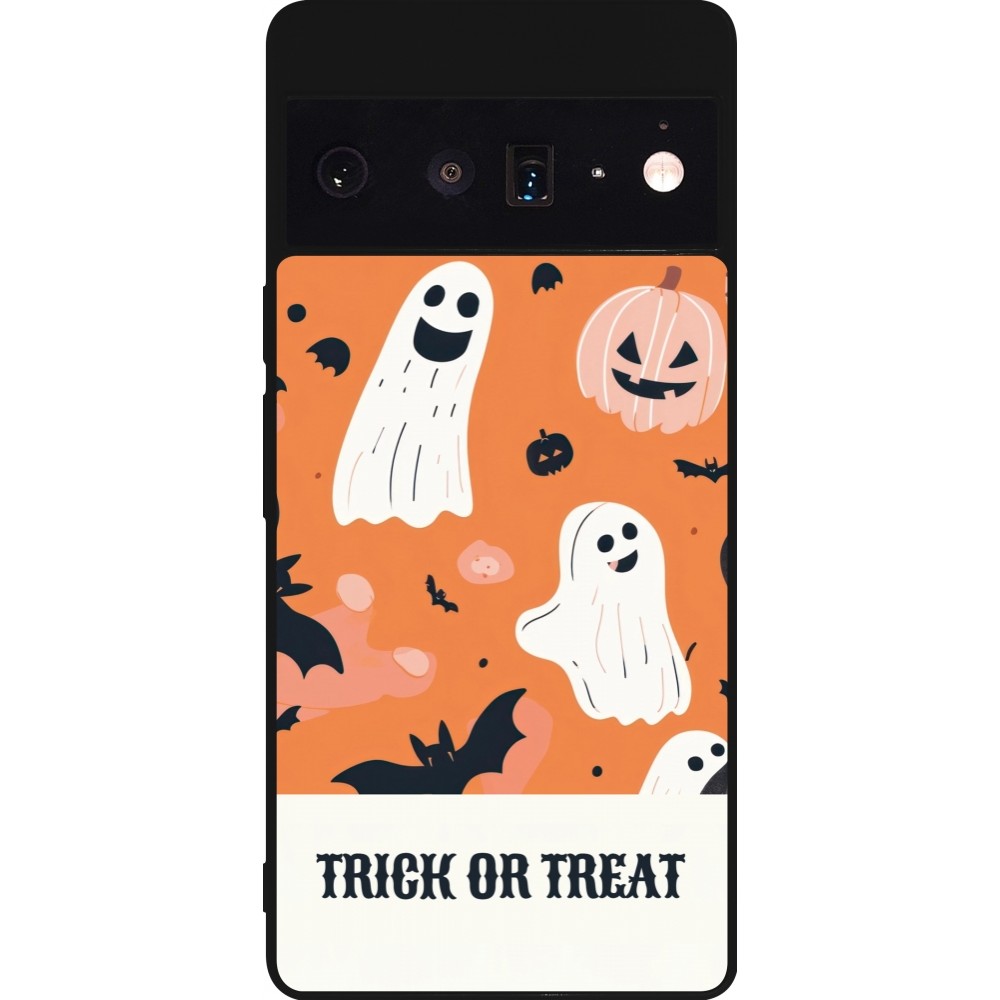 Coque Google Pixel 6 Pro - Silicone rigide noir Halloween 2025 Trick treat