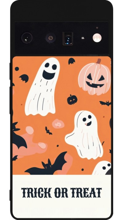 Coque Google Pixel 6 Pro - Silicone rigide noir Halloween 2025 Trick treat
