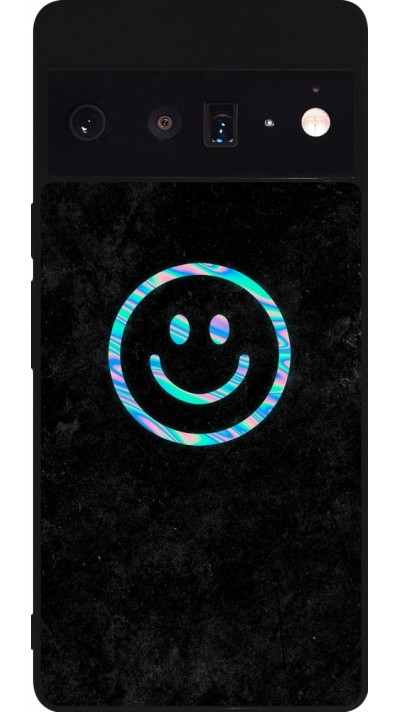 Google Pixel 6 Pro Case Hülle - Silikon schwarz Happy smiley irisirt