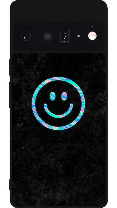 Coque Google Pixel 6 Pro - Silicone rigide noir Happy smiely irisé