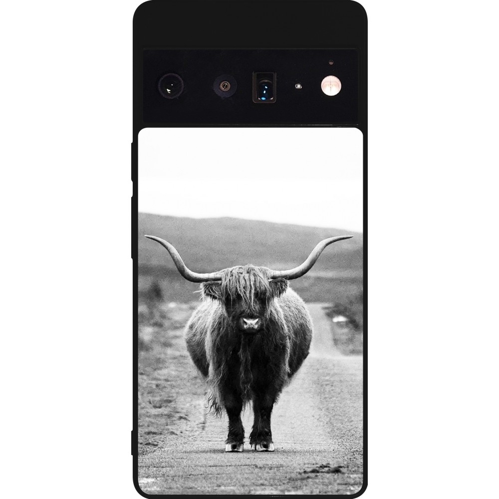 Coque Google Pixel 6 Pro - Silicone rigide noir Highland cattle