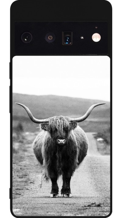Coque Google Pixel 6 Pro - Silicone rigide noir Highland cattle