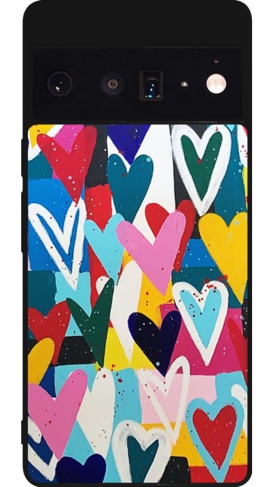 Coque Google Pixel 6 Pro - Silicone rigide noir Joyful Hearts