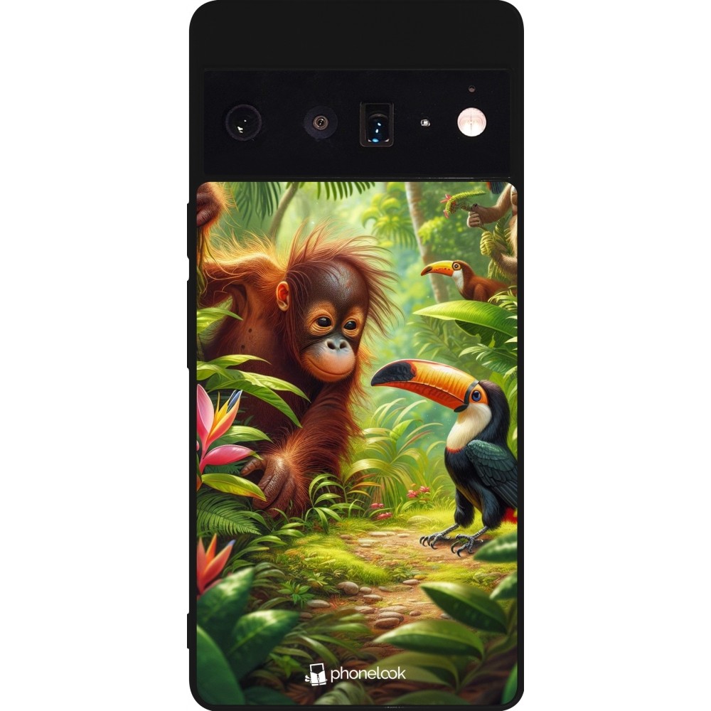 Google Pixel 6 Pro Case Hülle - Silikon schwarz Tropischer Dschungel Tayrona
