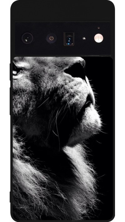 Coque Google Pixel 6 Pro - Silicone rigide noir Lion looking up