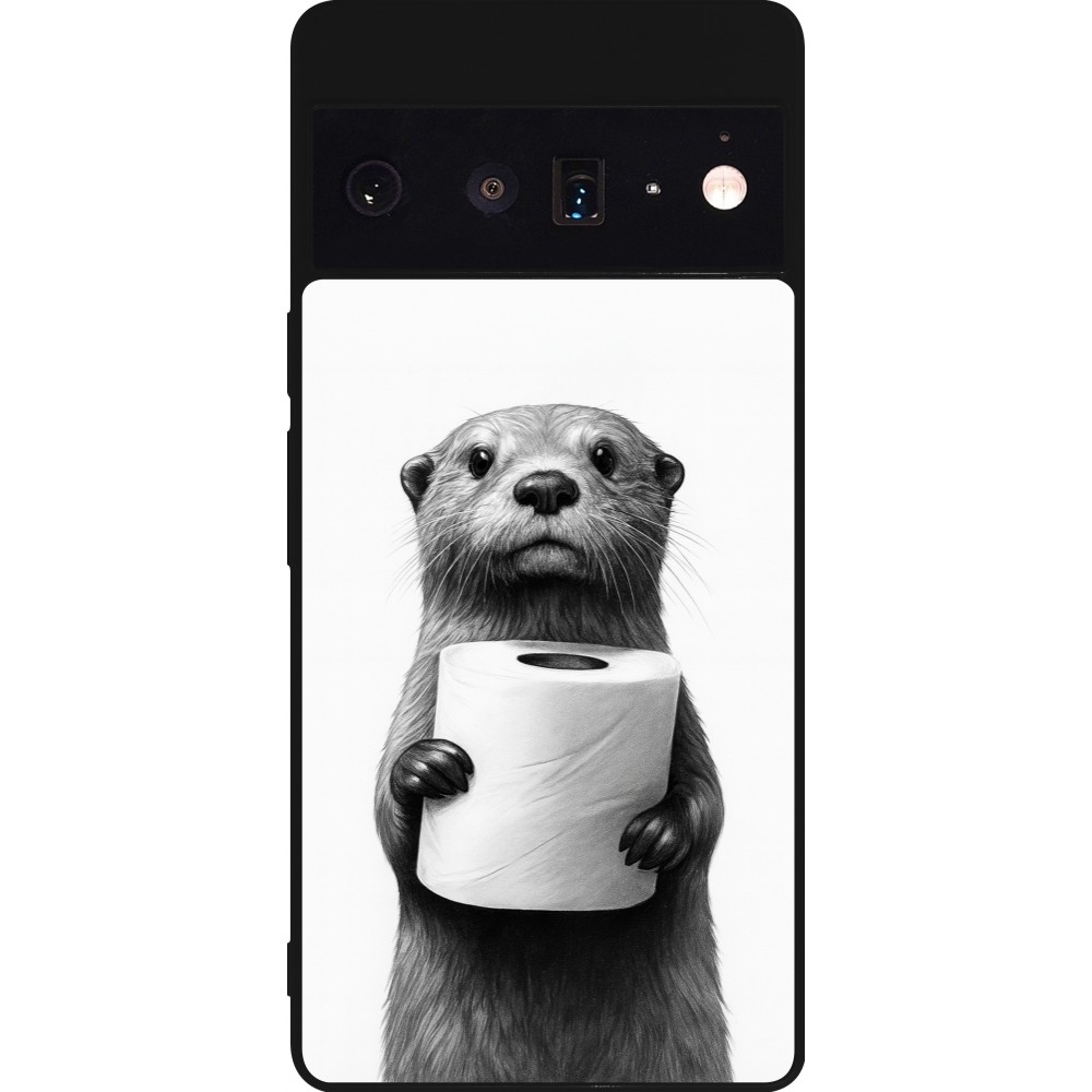 Google Pixel 6 Pro Case Hülle - Silikon schwarz Otter Toilettenpapier