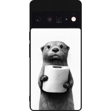 Google Pixel 6 Pro Case Hülle - Silikon schwarz Otter Toilettenpapier