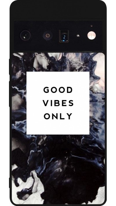 Coque Google Pixel 6 Pro - Silicone rigide noir Marble Good Vibes Only