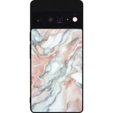 Google Pixel 6 Pro Case Hülle - Silikon schwarz Rosa Leuchtender Marmor