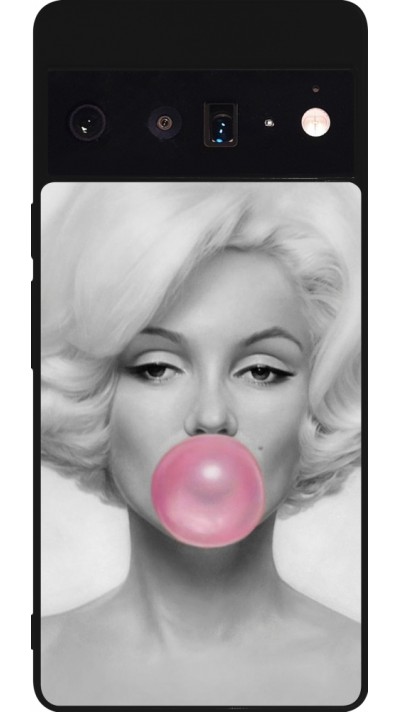 Coque Google Pixel 6 Pro - Silicone rigide noir Marilyn Bubble