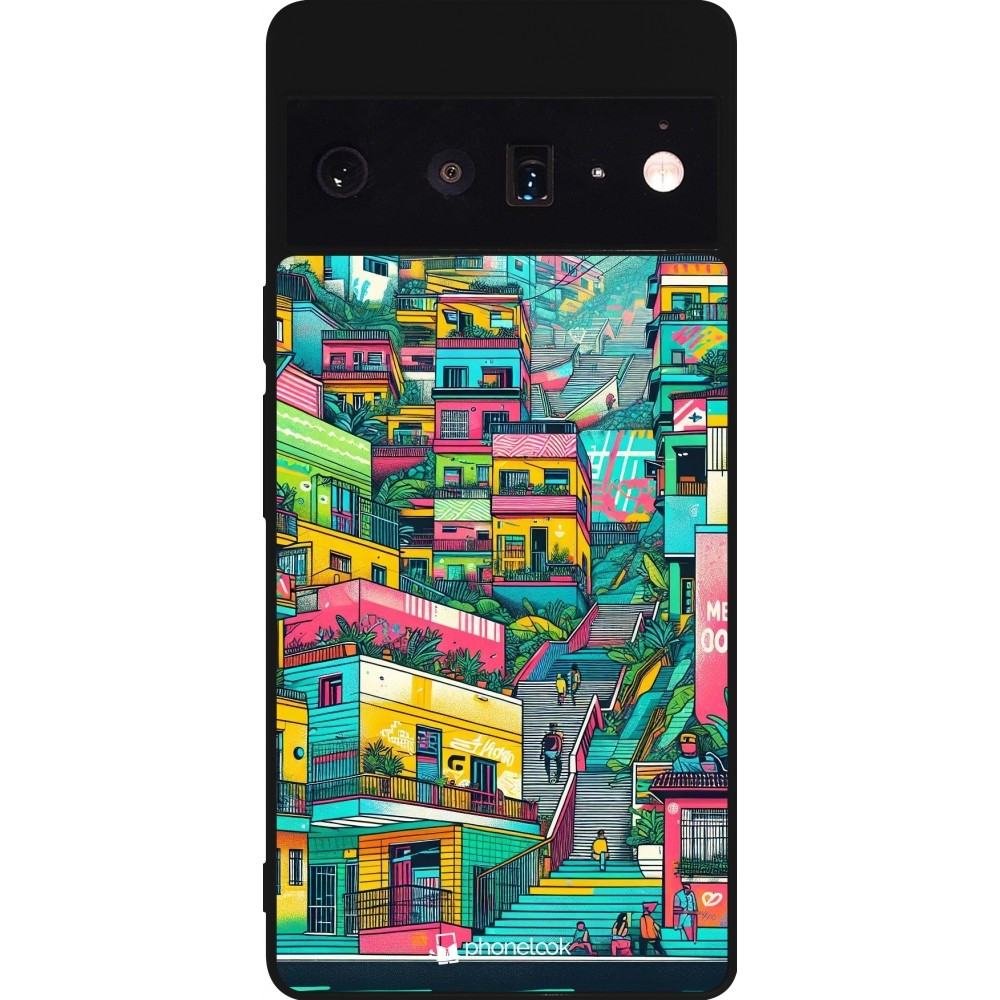 Coque Google Pixel 6 Pro - Silicone rigide noir Medellin Comuna 13 Art