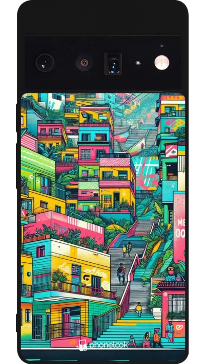 Coque Google Pixel 6 Pro - Silicone rigide noir Medellin Comuna 13 Art