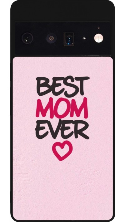 Coque Google Pixel 6 Pro - Silicone rigide noir Mom 2023 best Mom ever pink