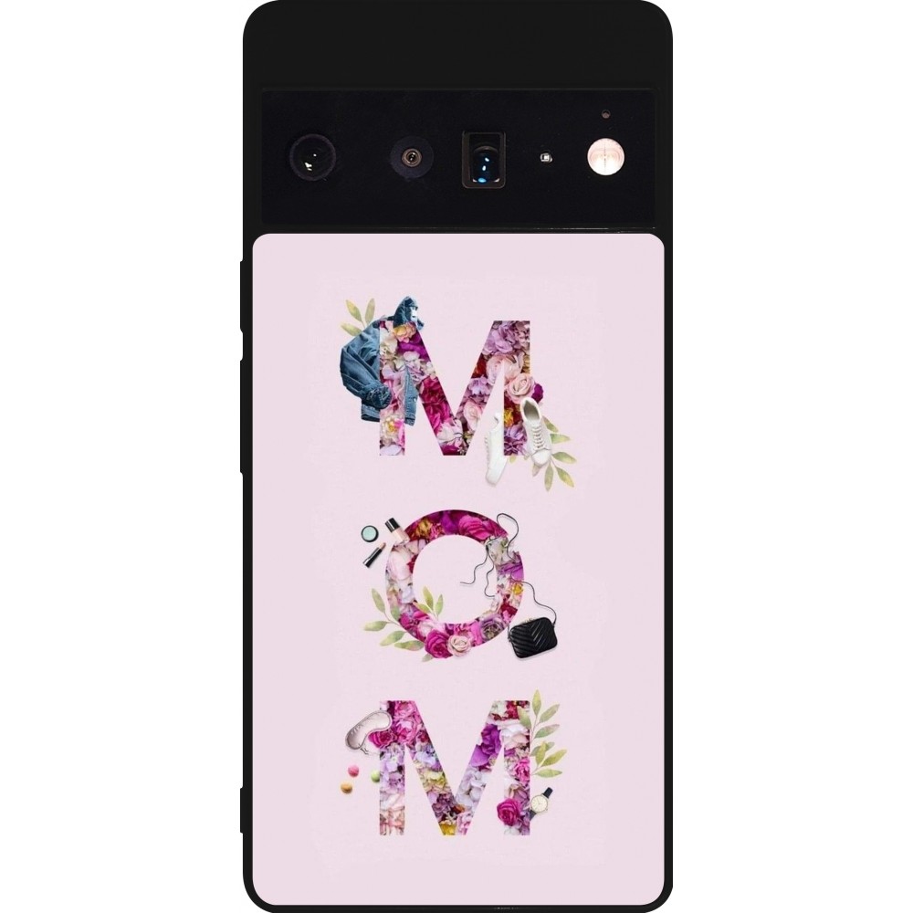 Coque Google Pixel 6 Pro - Silicone rigide noir Mom 2024 girly mom