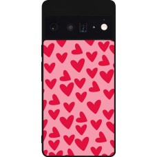 Coque Google Pixel 6 Pro - Silicone rigide noir Mom 2024 petits coeurs