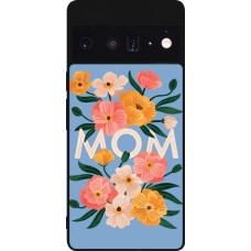 Google Pixel 6 Pro Case Hülle - Silikon schwarz Mom 2026 Flowers