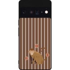 Google Pixel 6 Pro Case Hülle - Silikon schwarz Monkey with stripes
