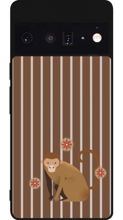 Coque Google Pixel 6 Pro - Silicone rigide noir Monkey with stripes
