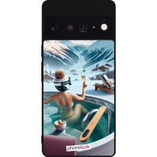 Coque Google Pixel 6 Pro - Silicone rigide noir Montagne Glamour Jacuzzi