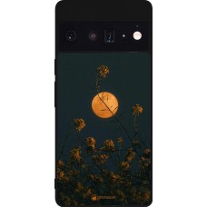 Coque Google Pixel 6 Pro - Silicone rigide noir Moon Flowers