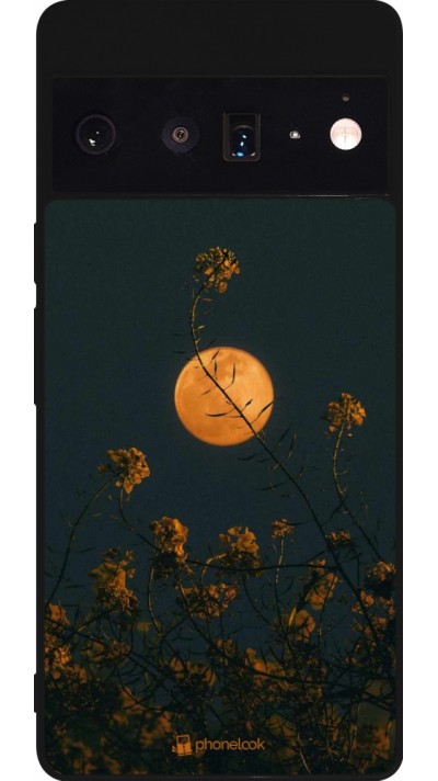 Coque Google Pixel 6 Pro - Silicone rigide noir Moon Flowers