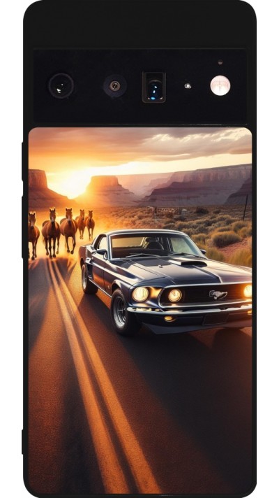 Coque Google Pixel 6 Pro - Silicone rigide noir Mustang 69 Grand Canyon