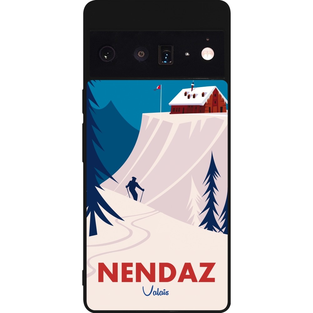Coque Google Pixel 6 Pro - Silicone rigide noir Nendaz Cabane Ski