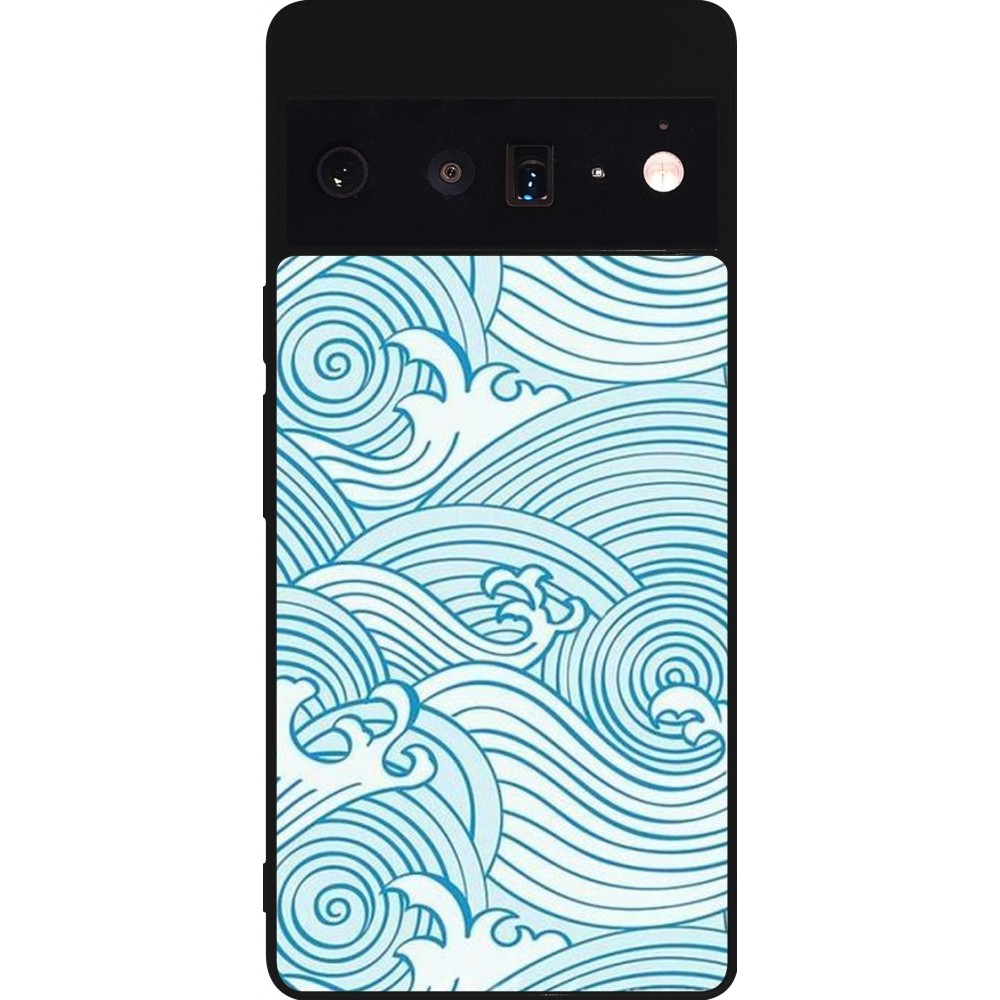Google Pixel 6 Pro Case Hülle - Silikon schwarz Ocean Waves