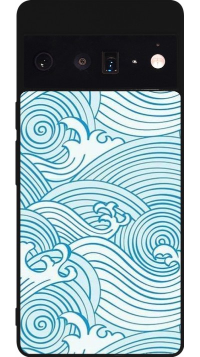 Coque Google Pixel 6 Pro - Silicone rigide noir Ocean Waves