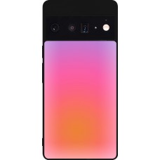 Coque Google Pixel 6 Pro - Silicone rigide noir Orange Pink Blue Gradient