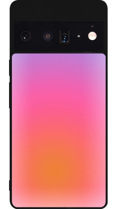 Coque Google Pixel 6 Pro - Silicone rigide noir Orange Pink Blue Gradient