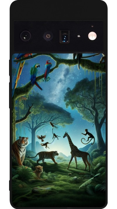 Coque Google Pixel 6 Pro - Silicone rigide noir Paradis des animaux exotiques