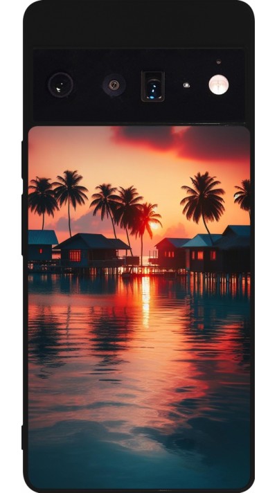 Coque Google Pixel 6 Pro - Silicone rigide noir Paradis Maldives