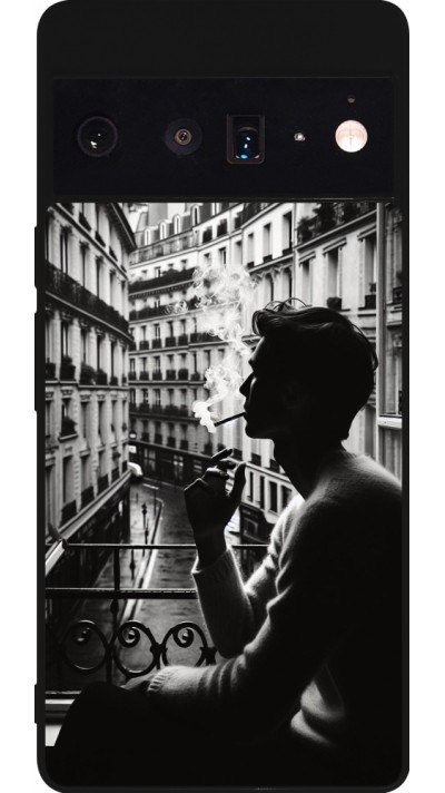 Coque Google Pixel 6 Pro - Silicone rigide noir Parisian Smoker