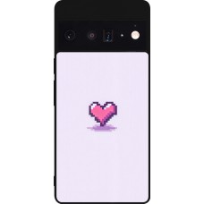 Coque Google Pixel 6 Pro - Silicone rigide noir Pixel Coeur Violet Clair
