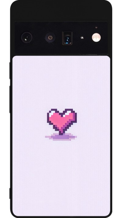 Coque Google Pixel 6 Pro - Silicone rigide noir Pixel Coeur Violet Clair
