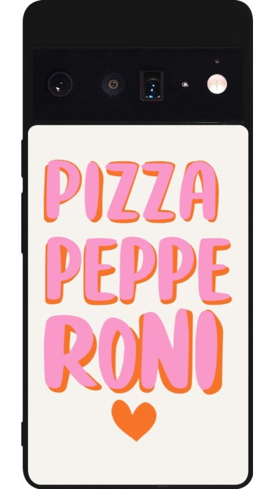 Google Pixel 6 Pro Case Hülle - Silikon schwarz Pizza pepperoni 2026