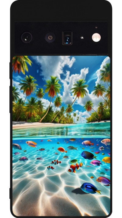 Coque Google Pixel 6 Pro - Silicone rigide noir Plage Paradis