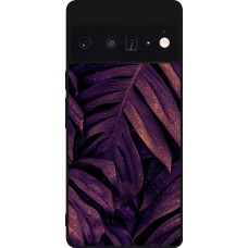Coque Google Pixel 6 Pro - Silicone rigide noir Purple Light Leaves