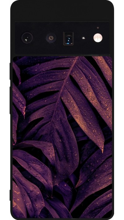Coque Google Pixel 6 Pro - Silicone rigide noir Purple Light Leaves
