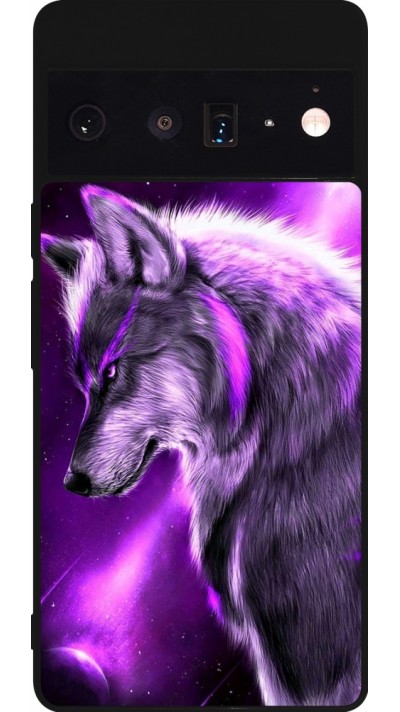Coque Google Pixel 6 Pro - Silicone rigide noir Purple Sky Wolf