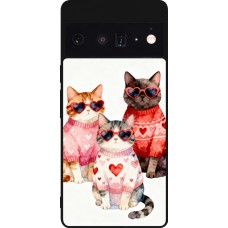 Coque Google Pixel 6 Pro - Silicone rigide noir Saint Valentines Day 26 Cat Love