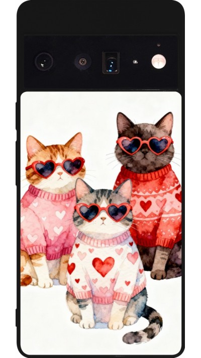 Google Pixel 6 Pro Case Hülle - Silikon schwarz Saint Valentines Day 26 Cat Love