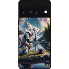 Coque Google Pixel 6 Pro - Silicone rigide noir Samurai Katana Lune