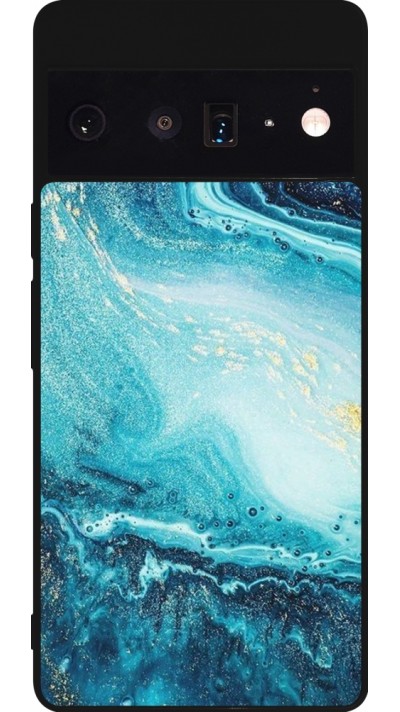 Coque Google Pixel 6 Pro - Silicone rigide noir Sea Foam Blue