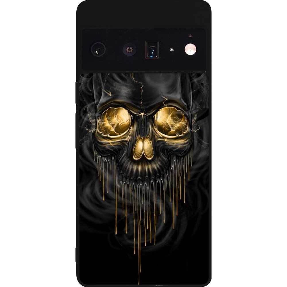 Coque Google Pixel 6 Pro - Silicone rigide noir Skull 02