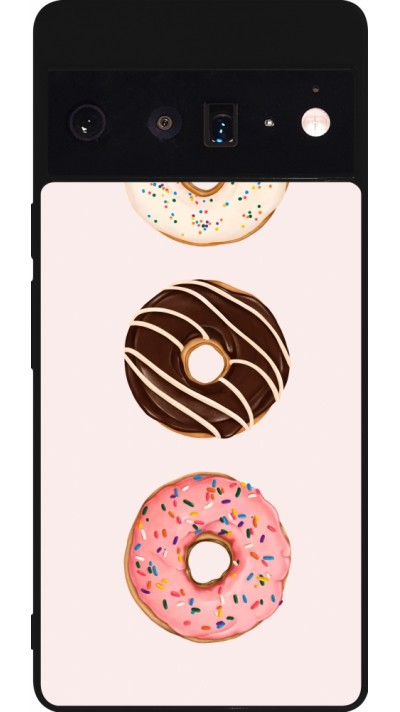 Coque Google Pixel 6 Pro - Silicone rigide noir Spring 23 donuts