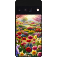 Coque Google Pixel 6 Pro - Silicone rigide noir Spring 25 Bouquet printemps