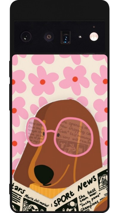 Google Pixel 6 Pro Case Hülle - Silikon schwarz Dog with newspaper Spring 2026