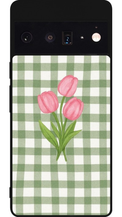 Google Pixel 6 Pro Case Hülle - Silikon schwarz Green vichy tulips Spring 2026